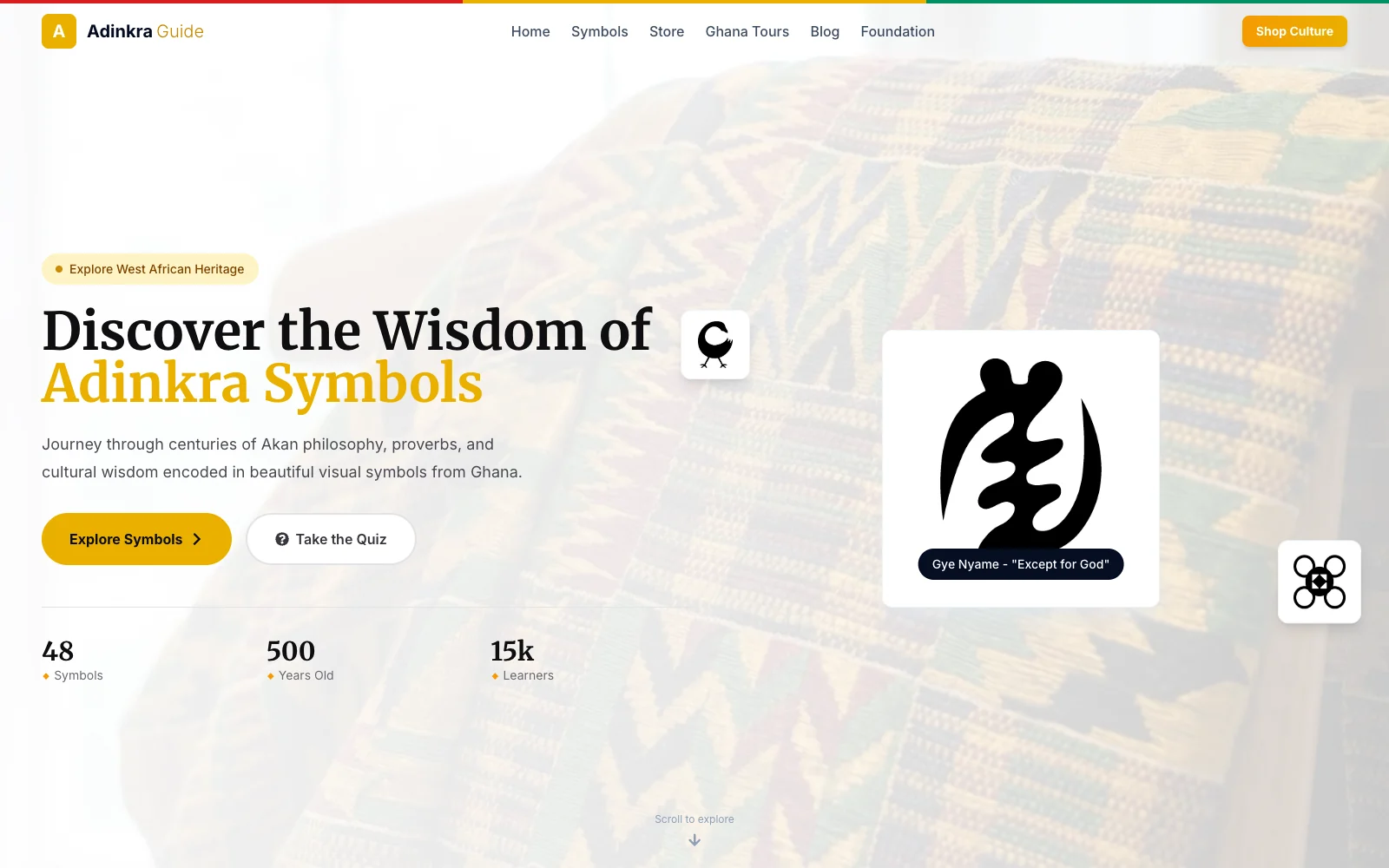 Adinkra Guide website preview