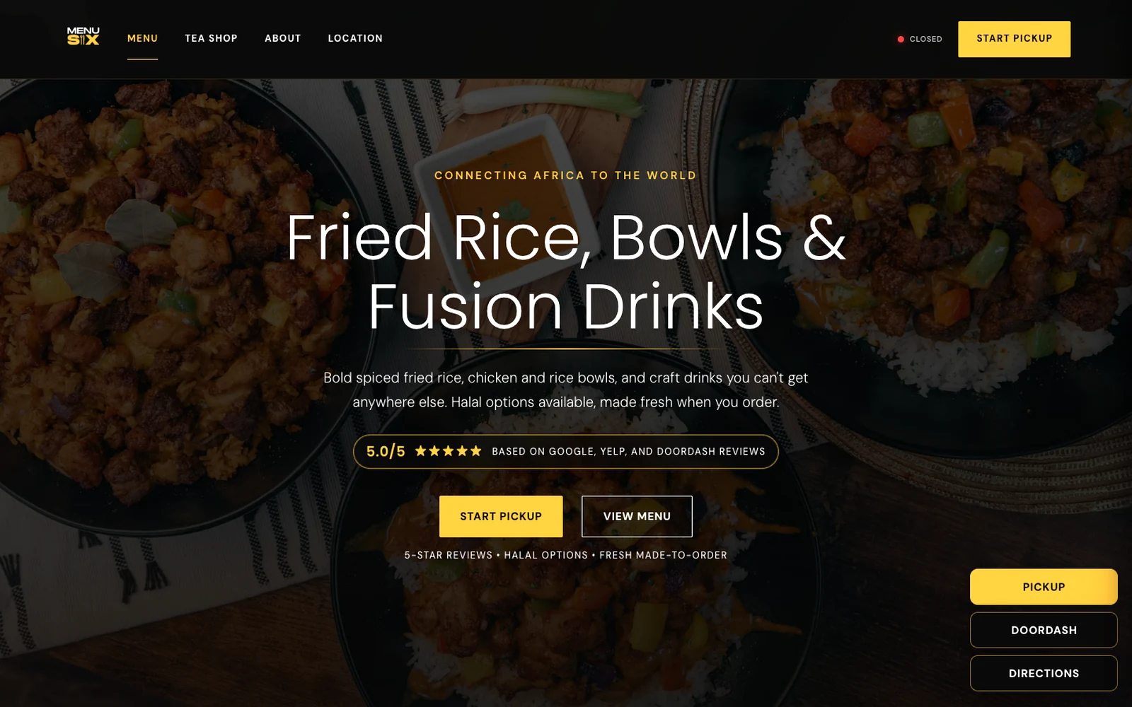 Menu Six website screenshot